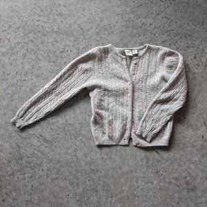 Vintage Soft Grey Cropped Cable Knit Cardigan Lamb